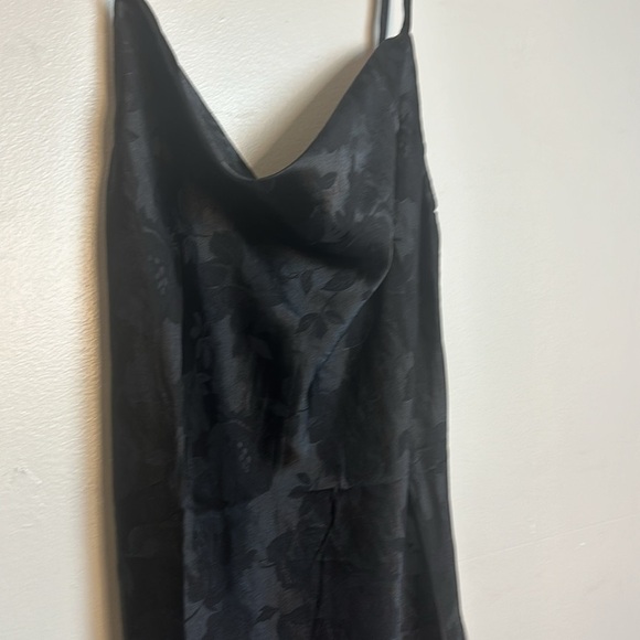 Lulus Close to Your Heart Black Satin Jacquard Cowl Mini Floral Slip Dress - Picture 8 of 16